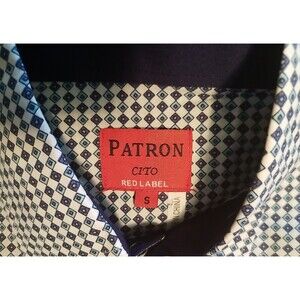 Patron Cito Red Label Pearl Snap Blue Diamond Shirt Mens Small NWOT   T53